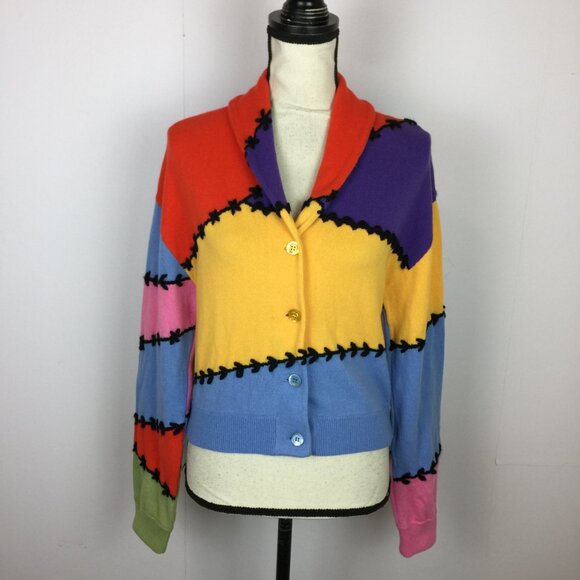 Moschino Sweaters - Moschino Couture Milano Sweater Cardigan Size 10 Womans Wool Cashmere Colorblock